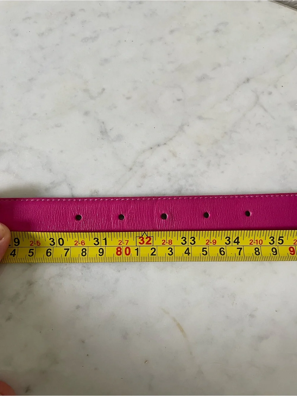 Vintage Liz Claiborne Italy Full Grain Leather Fuchsia Gold Buckle Belt Large